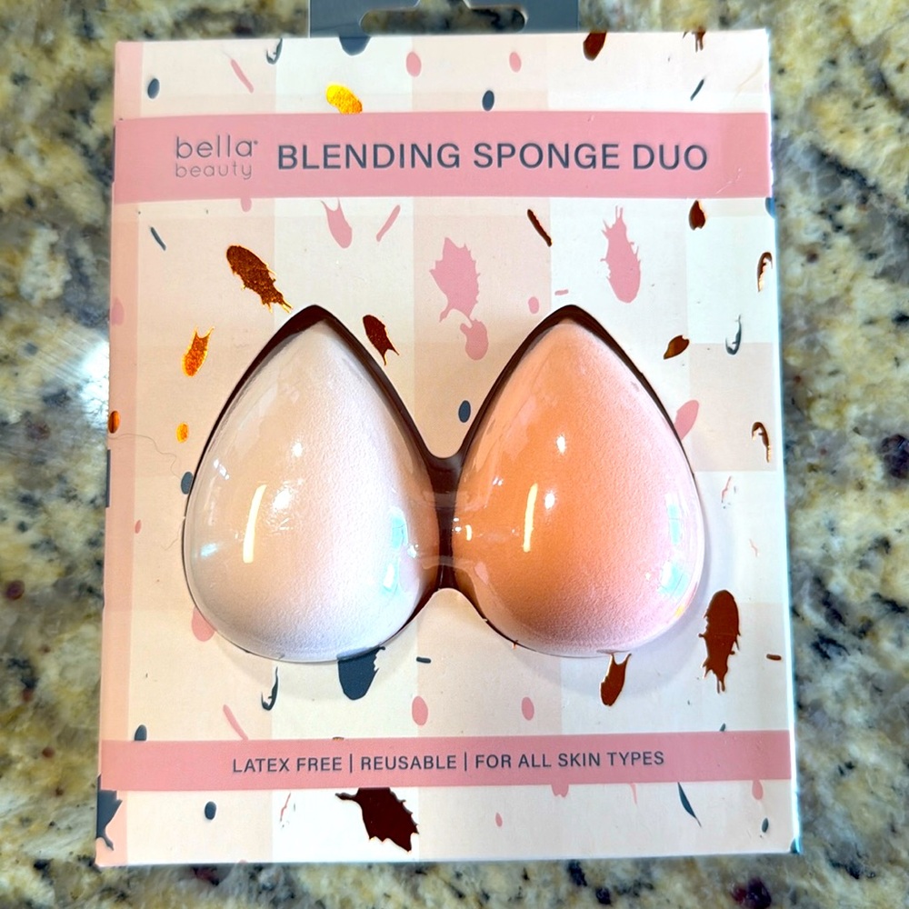 Bella Beauty Coral Pack of 2 Blending Sponges Duo Latex Free Reusable NIB